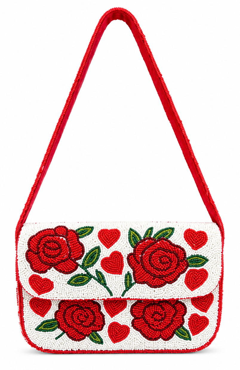 Scarlet Bloom beaded handbag