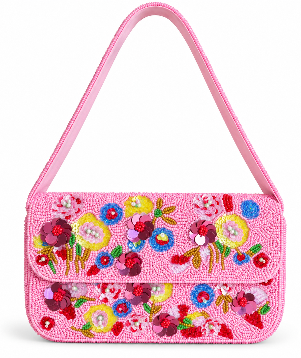 Pink Garden beaded handbag